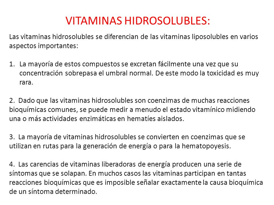 vitaminas hidrosolubles sus coenzimas derivadas y sus funciones